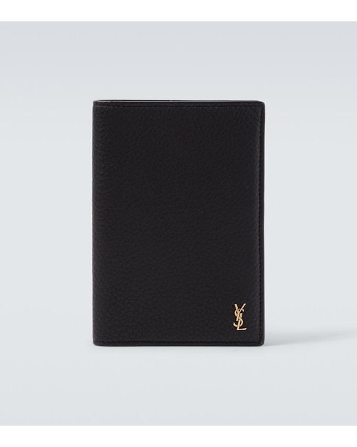 Saint Laurent Black Cassandre Leather Card Holder for men