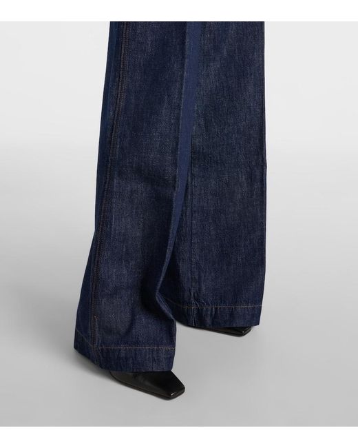 FRAME Blue High-Rise Wide-Leg Jeans