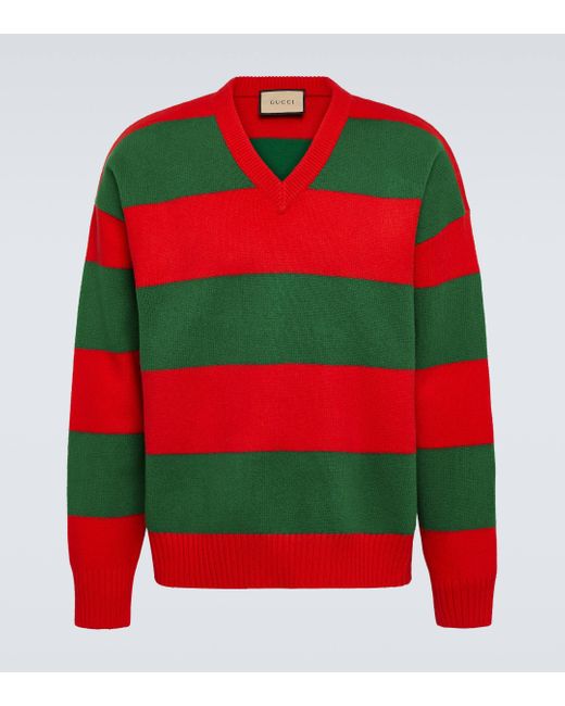 Gucci Red Striped Wool Sweater for men