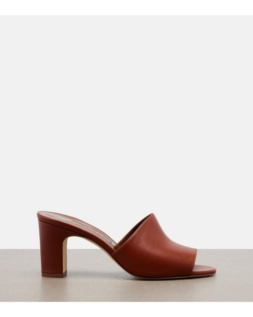 Manolo Blahnik Brown Rapalla Leather Mules