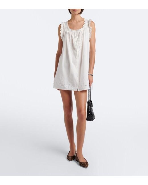 Doen White Nessie Broderie Anglaise Cotton Minidress