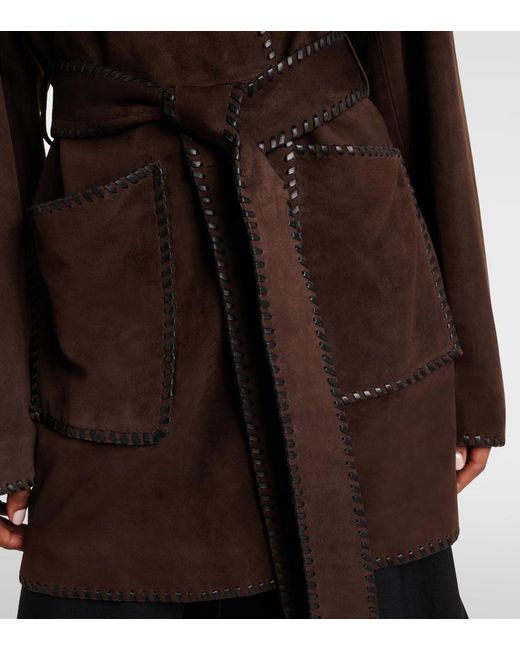 Nour Hammour Brown Anika Suede Wrap Coat