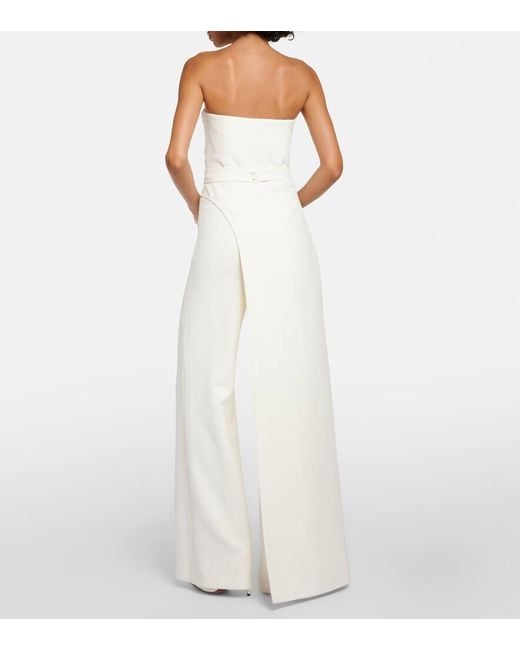 Safiyaa White Bridal Remi Draped Jumpsuit