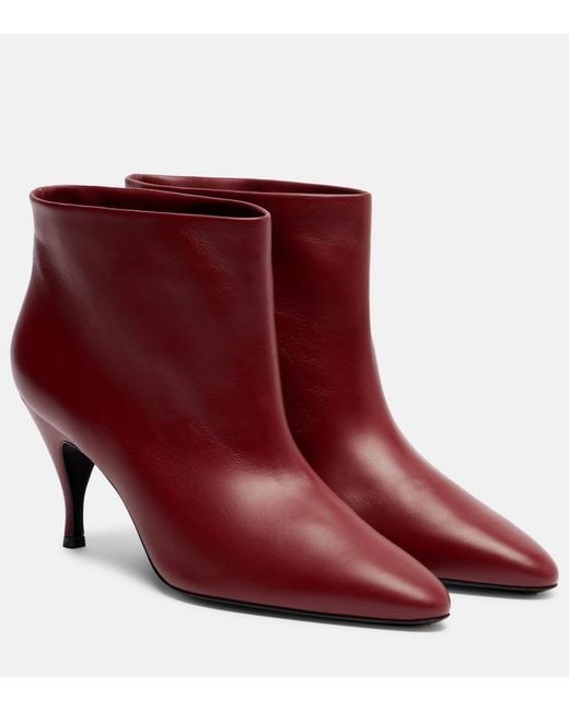Herbert Levine Red Silhouette 80 Leather Ankle Boots