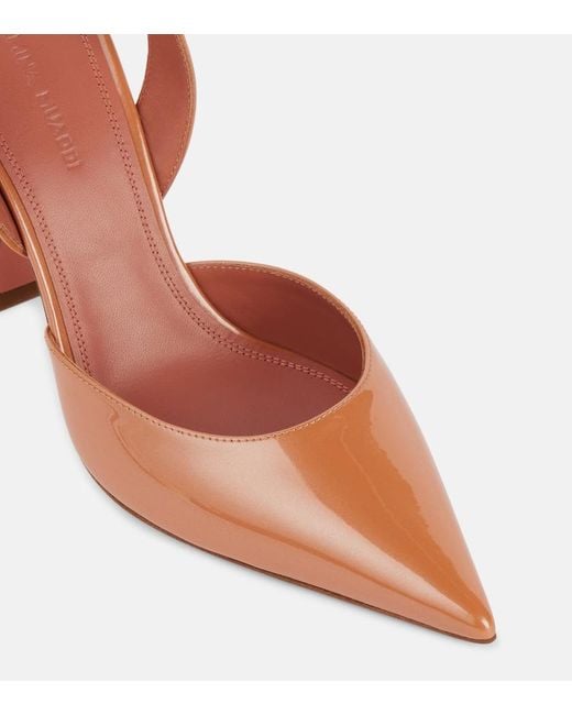 AMINA MUADDI Brown Holli Sling 95 Patent Leather Pumps