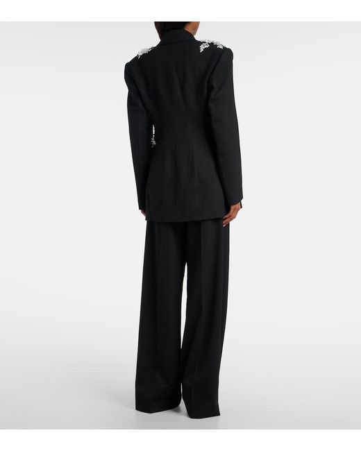 Rebecca Vallance Black Danna Floral-Applique Blazer