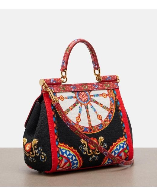 Dolce & Gabbana Red Sicily Medium Printed Top-Handle Bag