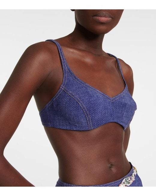 Karla Colletto Blue Indi Underwired Bikini Top