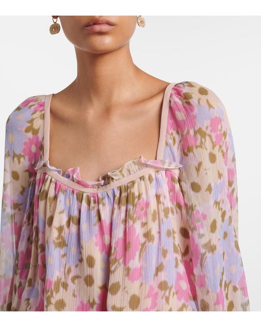 Valentino Pink Floral Silk Georgette Blouse