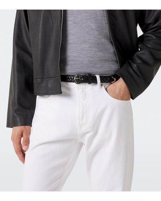 Lardini Black Braided Leather Belt for men