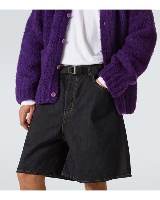 Sacai Black Denim Bermuda Shorts for men