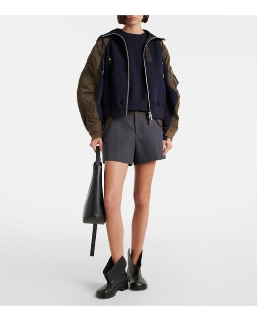 Sacai Blue Cotton-Blend And Twill Jacket