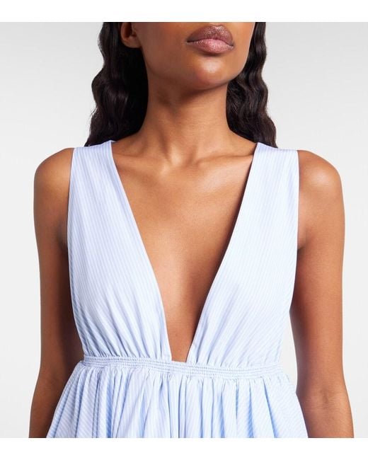 Alaïa Blue Striped Cotton Poplin Minidress