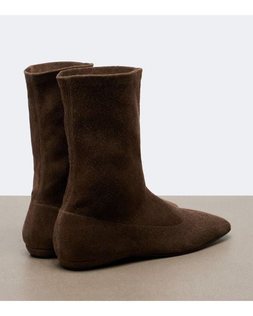 The Row Brown Cindy Suede Ankle Boots