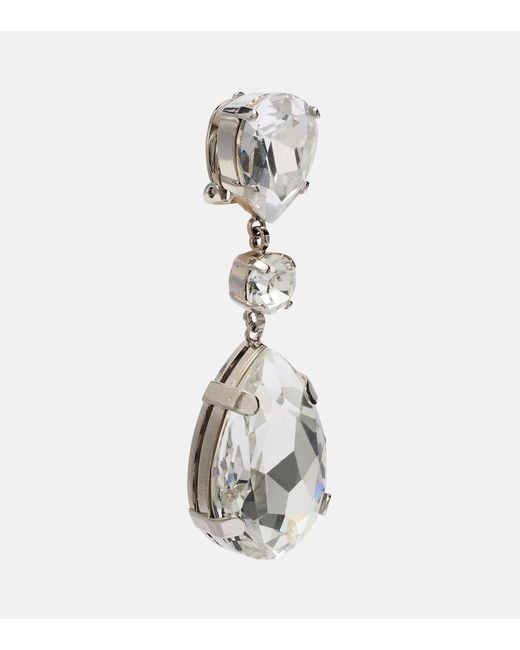 Dolce & Gabbana White Crystal-Embellished Clip-On Earrings