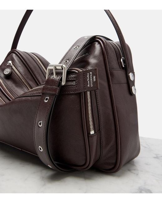 Acne Black Schultertasche Camero Medium Aus Leder