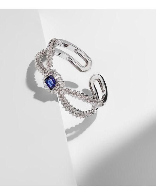 YEPREM Metallic Reign Supreme 18Kt Cuff Bracelet With Diamonds And Sapphire