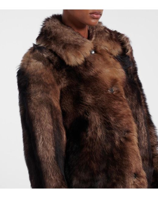 Yves Salomon Brown Cropped Shearling Jacket