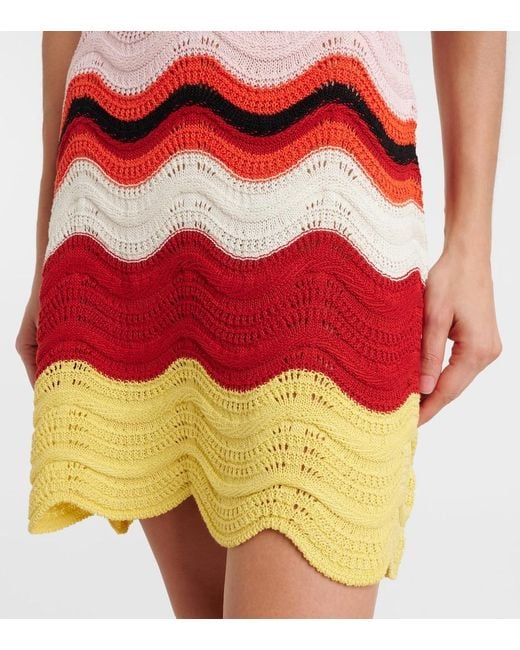LaDoubleJ Red Chevron Crochet Cotton Polo Dress