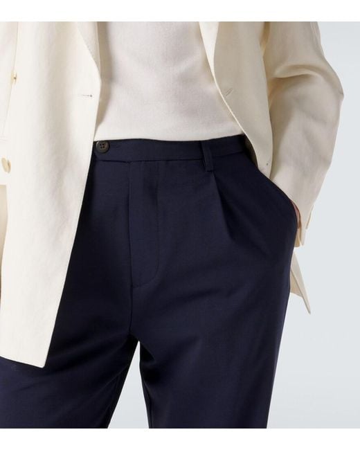 Eleventy Blue Wool-Blend Straight Pants for men