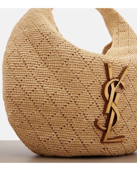 Saint Laurent Natural Icare Medium Raffia Shoulder Bag