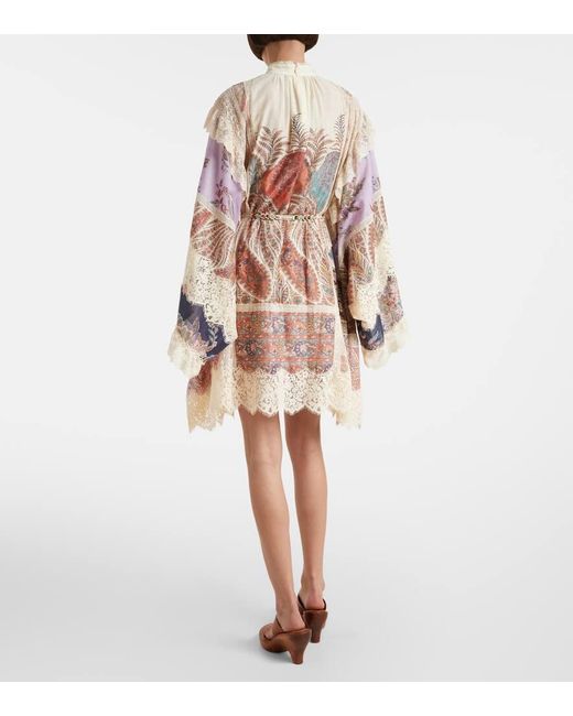 Zimmermann Pink Minikleid Rhiannon Mit Spitze