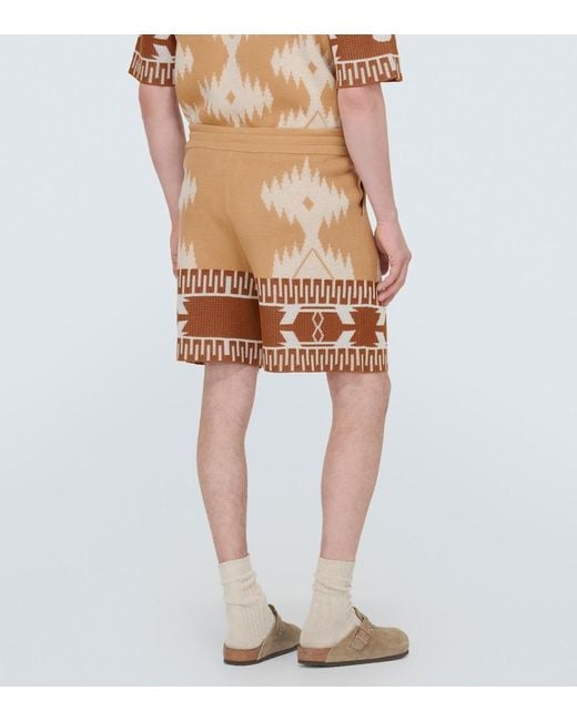 Alanui Natural Bermuda Shorts With Icon Piquet Pattern for men