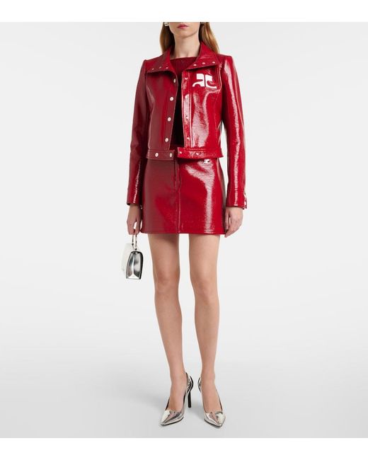 Courreges Red Reedition Vinyl Miniskirt