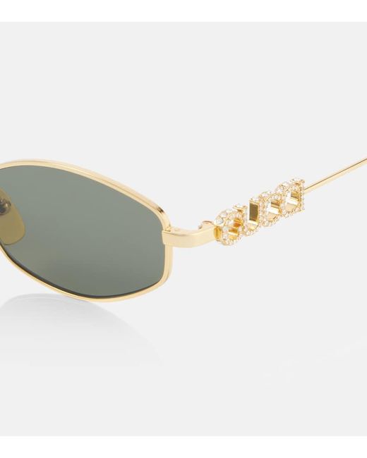 Occhiali Da Sole Ovali Con Logo di Gucci in Gray