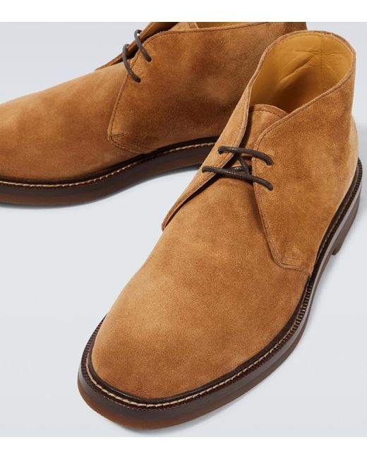 Brunello Cucinelli Brown Suede Ankle Boots for men
