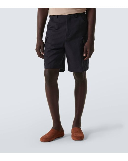 Loro Piana Blue Bizen Cotton And Linen Bermuda Shorts for men