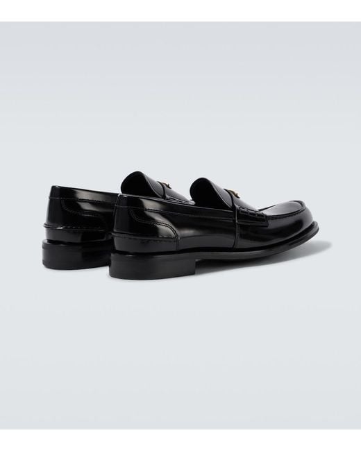 Prada Black Logo Leather Loafers for men