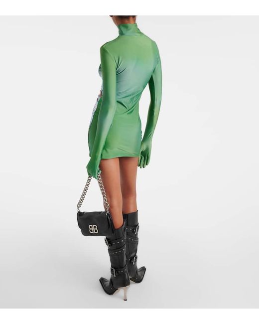 Vestido corto de jersey estampado Vetements de color Green
