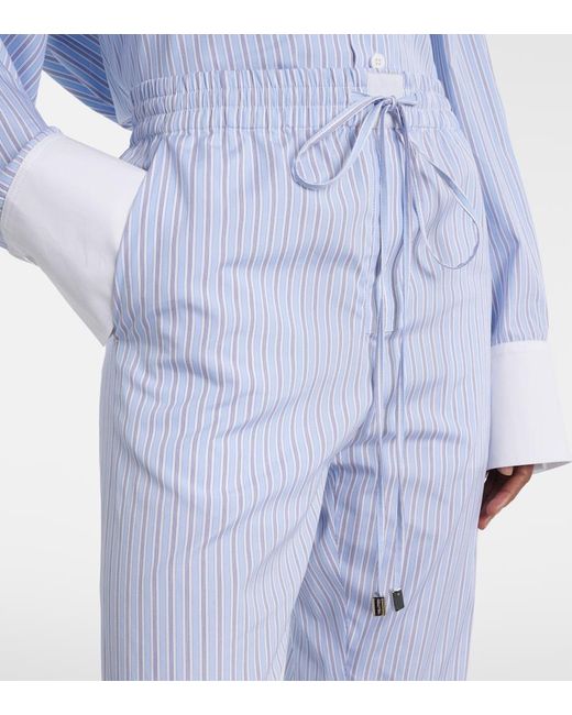 The Attico Blue Striped Cotton Tapered Pants