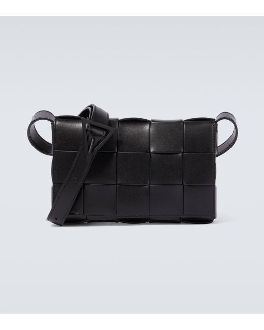 Bottega Veneta Black Cassette Small Leather Crossbody Bag for men