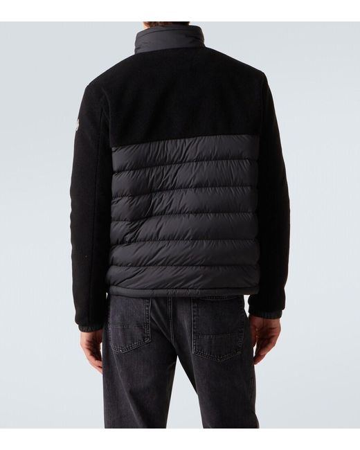 Moncler Black Mistral Down-Paneled Teddy Jacket for men