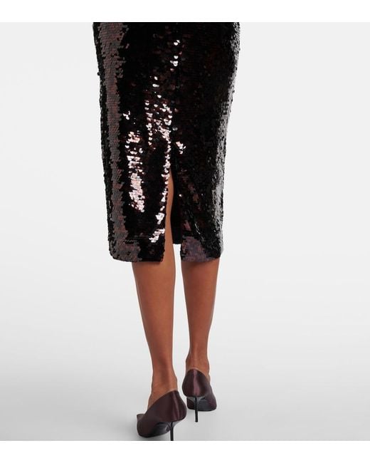 Staud Black Ciara Sequined Pencil Skirt