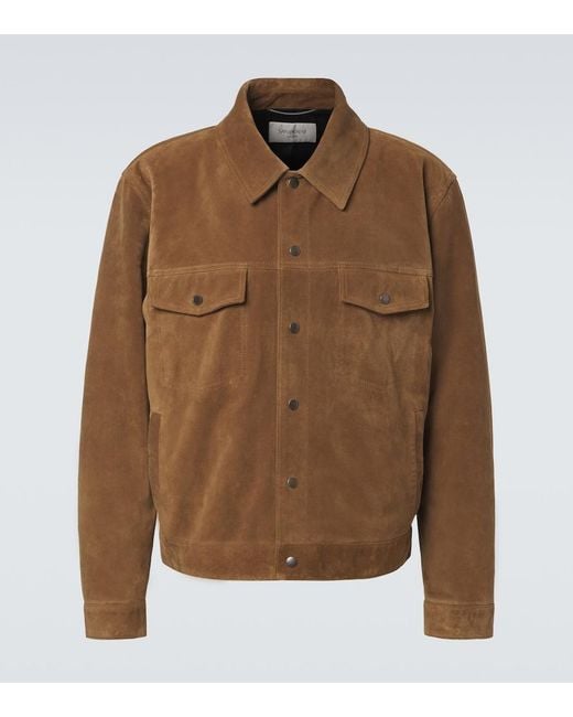 Saint Laurent Brown Suede Blouson Jacket for men