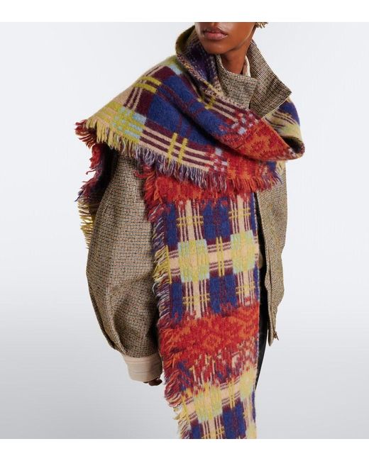 Dries Van Noten Multicolor Checked Fringed Wool And Alpaca-Blend Scarf