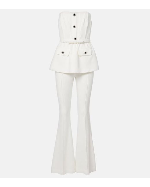 Self-Portrait White Strapless Crepe Jumpsuit