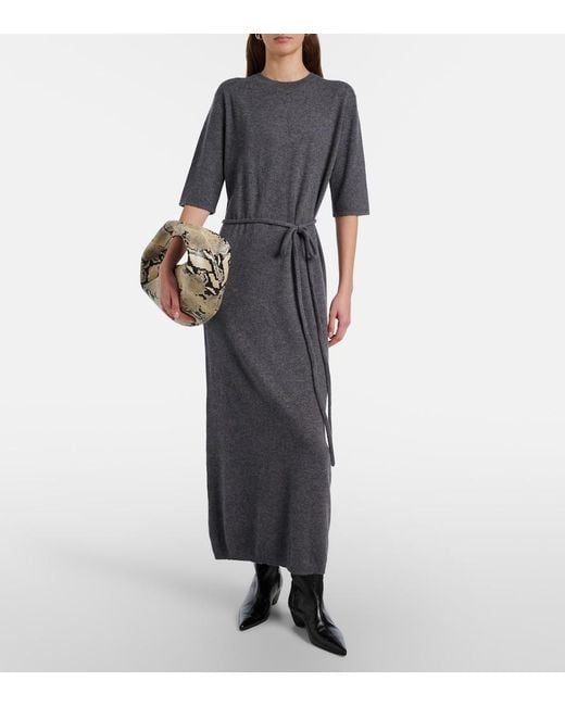 Lisa Yang Gray Tilde Belted Cashmere Maxi Dress