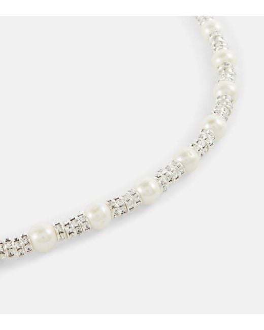 Magda Butrym White Embellished Necklace With Rose Quartz