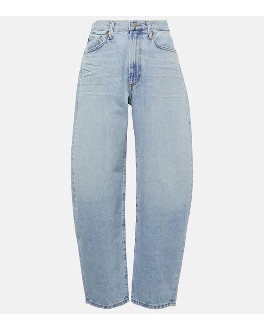 Agolde Blue High-Rise Barrel Jeans