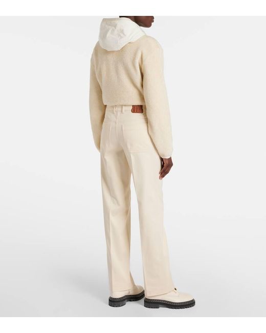 Moncler Natural Gerade Hose Aus Baumwoll-Gabardine