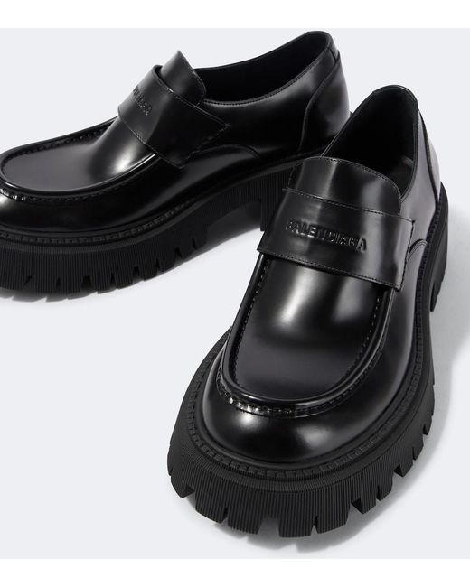 Balenciaga Black Tractor Leather Loafers for men
