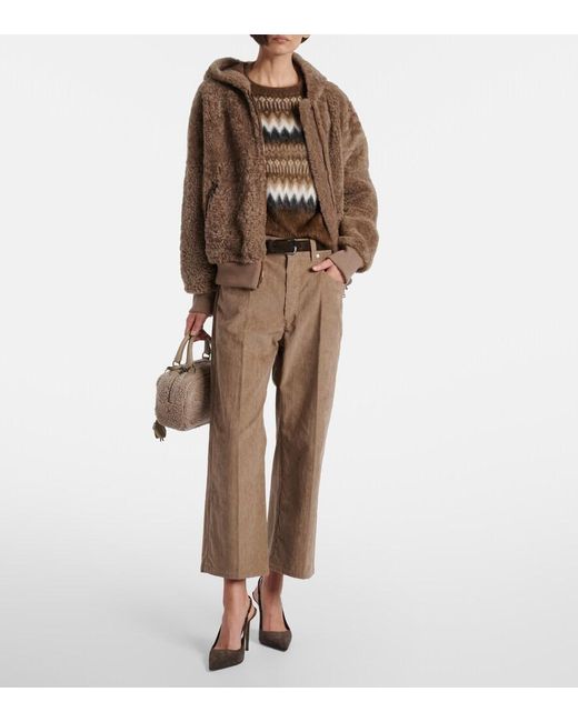 Brunello Cucinelli Brown Monili Cotton Corduroy Straight Pants
