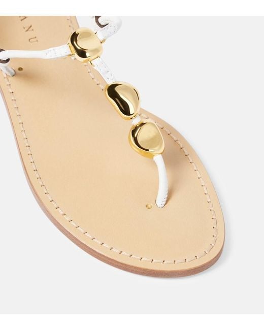Amanu White Nairobi Leather Thong Sandals
