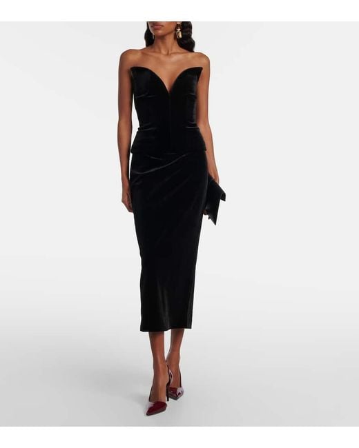Roland Mouret Black Velvet Midi Skirt