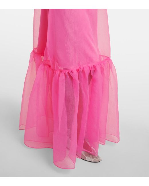Staud Pink Tiered Tulle Gown