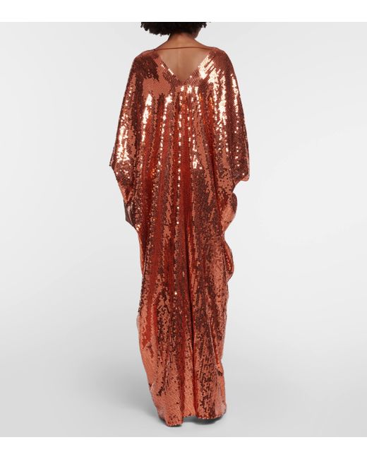‎Taller Marmo Red Gala Disco Sequined Crepe Kaftan